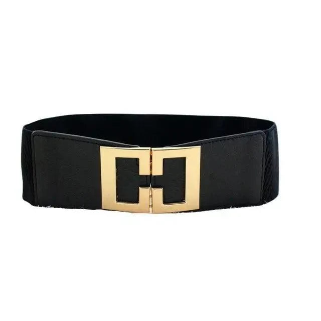 Women Vintage Stretch Belt Unique Black Elastic Design Stretchy Luxury Waistband Stylish Women Waist Belts