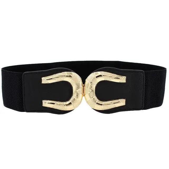 Women Vintage Stretch Belt Unique Black Elastic Design Stretchy Luxury Waistband Stylish Women Waist Belts