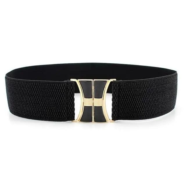 Women Vintage Stretch Belt Unique Black Elastic Design Stretchy Luxury Waistband Stylish Women Waist Belts