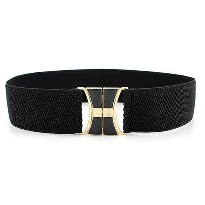 Women Vintage Stretch Belt Unique Black Elastic Design Stretchy Luxury Waistband Stylish Women Waist Belts