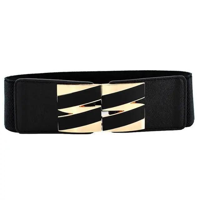 Women Vintage Stretch Belt Unique Black Elastic Design Stretchy Luxury Waistband Stylish Women Waist Belts