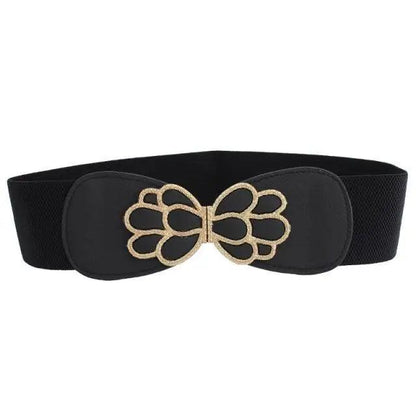 Women Vintage Stretch Belt Unique Black Elastic Design Stretchy Luxury Waistband Stylish Women Waist Belts