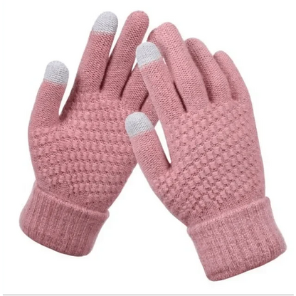 Women Winter Modern Touchscreen Gloves Thicken Warm Knitted Stretch One Size Gloves Full Finger Outdoor Skiing Gloves