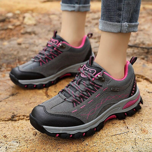 Womens Autumn Winter Tourism Hiking Womens Sports Shoes Outdoor Climbing Shoes Leather Lace Up Anti-slip Work Ankle Boots Outdoor Snow Winter Strong Durable Shoes
