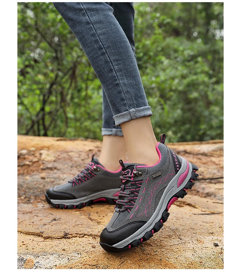 Womens Autumn Winter Tourism Hiking Womens Sports Shoes Outdoor Climbing Shoes Leather Lace Up Anti-slip Work Ankle Boots Outdoor Snow Winter Strong Durable Shoes