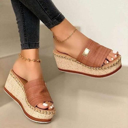 Womens High Heels Sandal Thick Bottom Casual Summer Sandals Woman Platform Casual Flip Flops Summer Beach Sandals Elegant Slippers High Heel Platform Sandals
