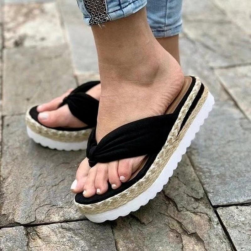 Womens High Heels Sandal Thick Bottom Casual Summer Sandals Woman Platform Casual Flip Flops Summer Beach Sandals Elegant Slippers High Heel Platform Sandals
