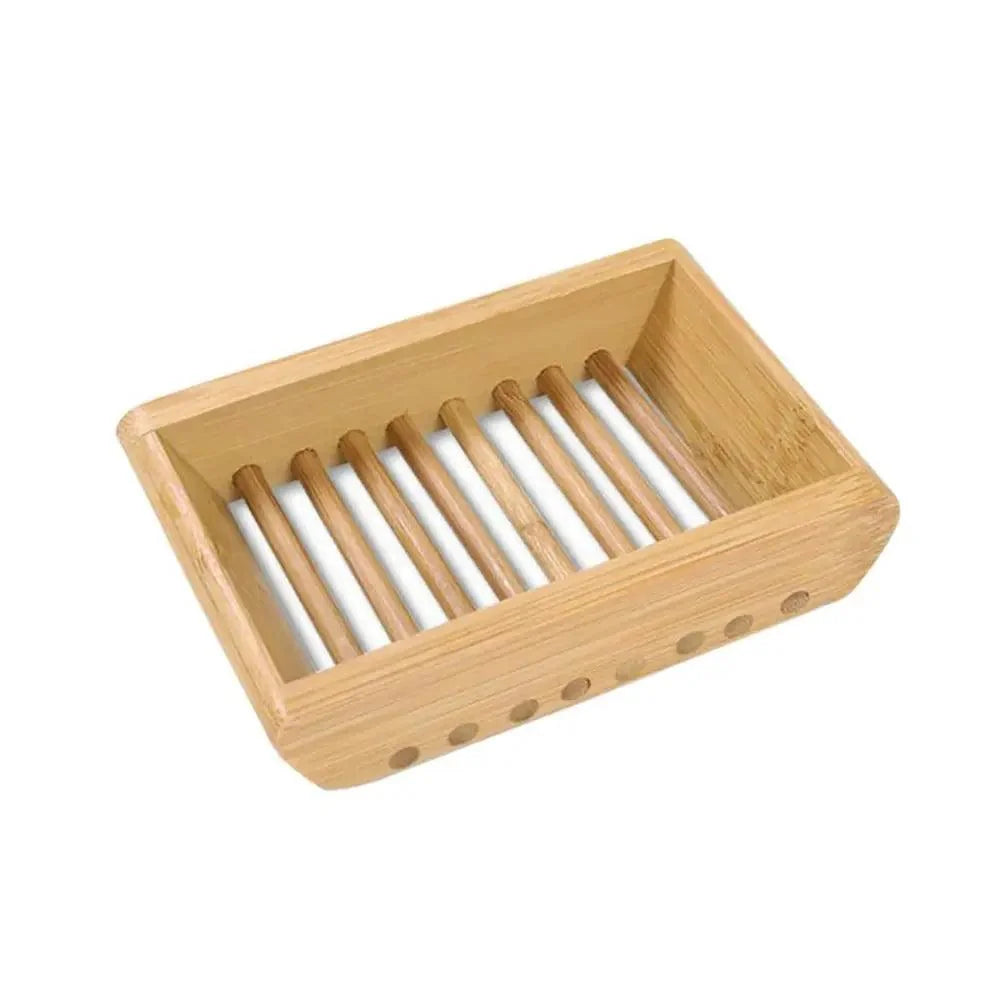 Wooden Natural Bamboo Soap Dishes Tray Holder Storage Soap Rack Plate Box Container Portable Bathroom Soap Dish Storage Box Bathroom Wooden Soap Case Holder Home Hand Craft Natural Wood Dish Holder for Soap Sponge