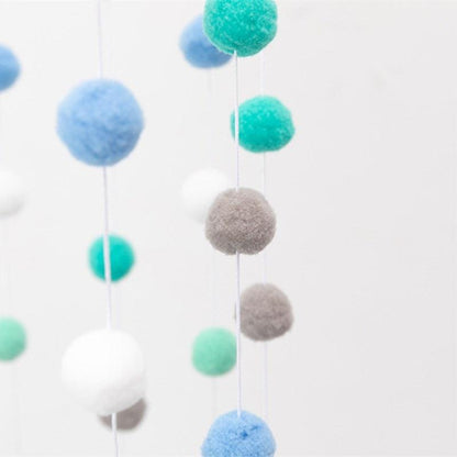 Wooden Ring With Felt Balls Wind Chimes Newborn Baby Bed Bell Pendant Kids Room Decoration Wooden Wind Chime Bed Bell Nursery Mobile Crib Bed Bell Wall Hanging Ornament