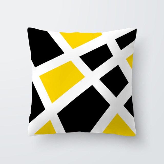 Yellow Pillow Case Cushion Cover Geometric Polyester Pillowcase Home Decorative Yellow Grey Modern Pillow Covers Beautiful Pattern Linen Square Pillow Case For Sofa Couch 45x45CM