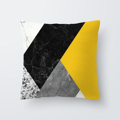 Yellow Pillow Case Cushion Cover Geometric Polyester Pillowcase Home Decorative Yellow Grey Modern Pillow Covers Beautiful Pattern Linen Square Pillow Case For Sofa Couch 45x45CM